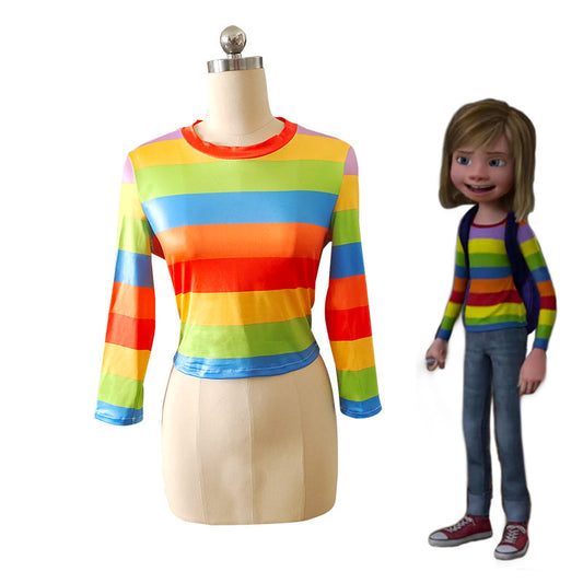 Riley Rainbow Long Sleeve Shirt Inside out Riley Andersen Cosplay Costume