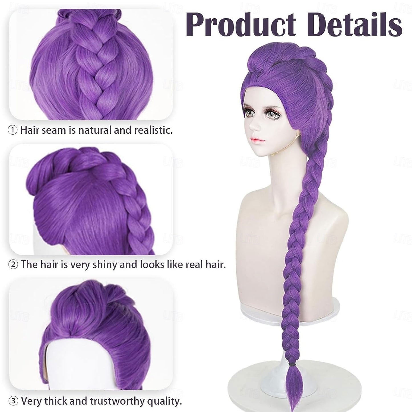 KPop Rumi Cosplay Wig with Extra Long Purple Braid Premium Heat-Resistant Costume Wig