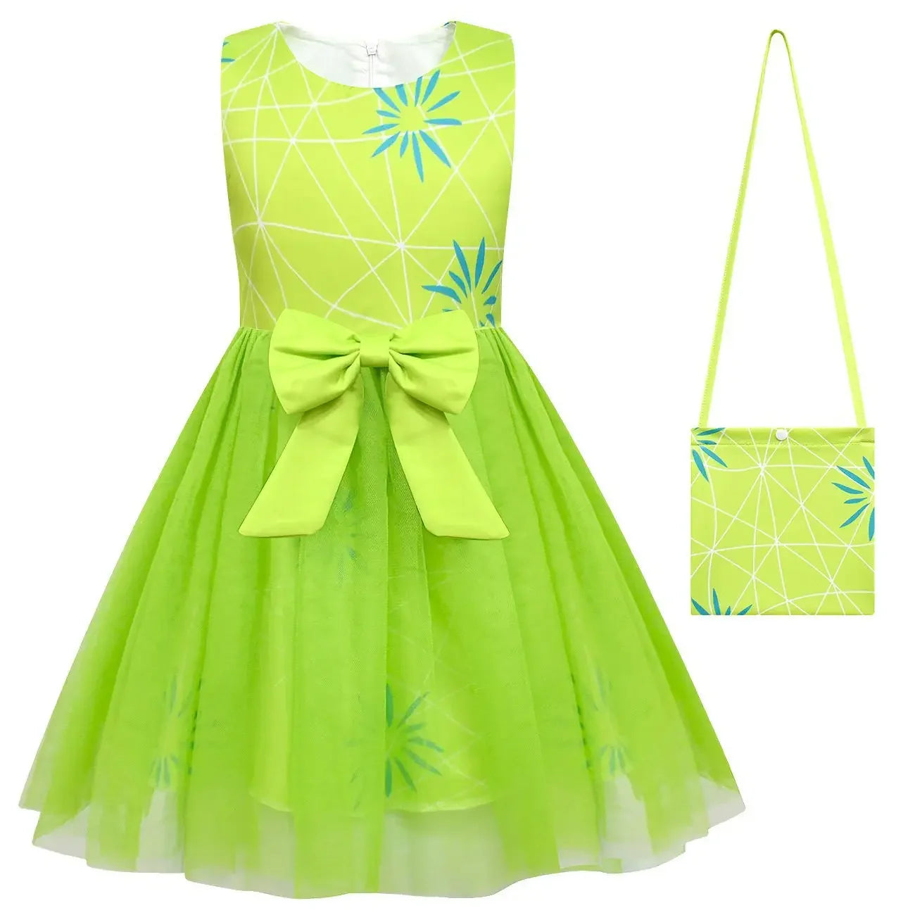 Disfraz de Cosplay de Alta Calidad de Alegría de Inside Out, Vestido de Princesa con Lazo, Peluca/Máscara, Vestido de Disfraz de Asco de la Película para Niñas, Halloween, Carnaval, Cumpleaños
