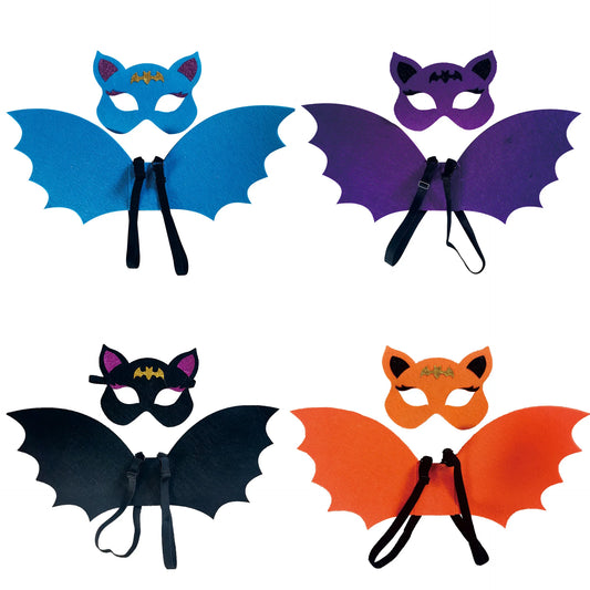 Kids Bat Wings and Mask Costume Toddler Boys Girls Party Favors Gothic Bat Costume
