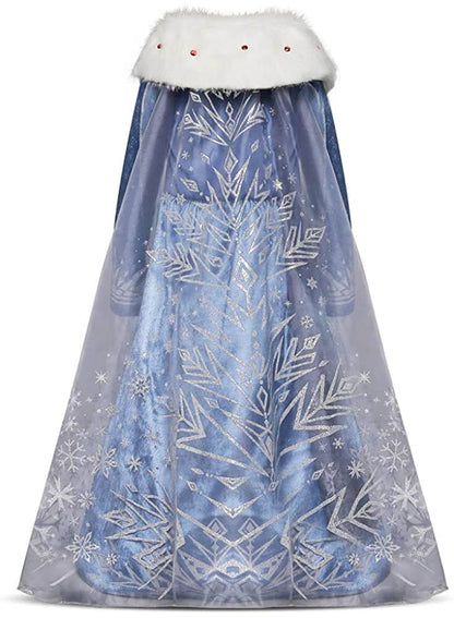 Snow Queen Elas Costume Princess Elsa Warm Dress For Winter