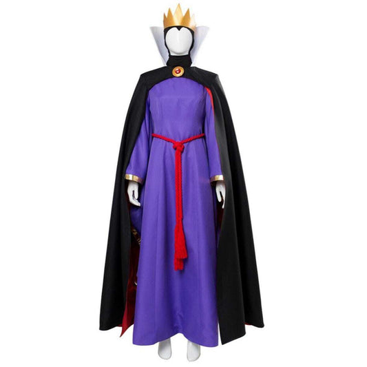 Women Queen Costume Fairy Tale Evil Queen Cosplay Dress Crown and Cape Full Set