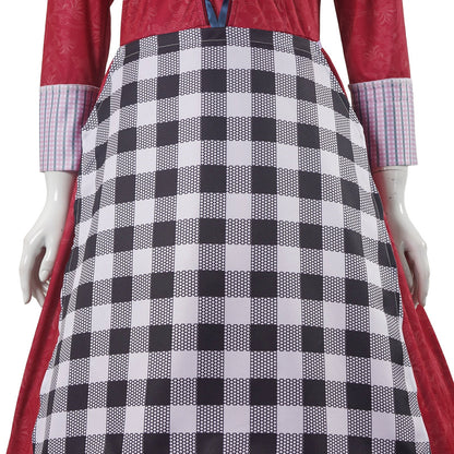Women Princess Cosplay Maid Costume Red Party Maid Apron Dress