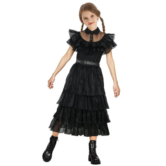Wednesday Addams Dress Wednesday Costume Black Gothic Tulle Addams Cosplay Party Dress