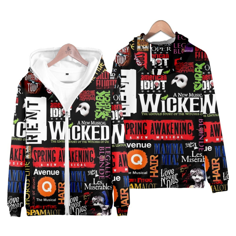 Sudadera con capucha y cremallera Wicked Elphaba verde, buena bruja, para niños y adultos, Wicked, para uso diario, cosplay, de manga larga