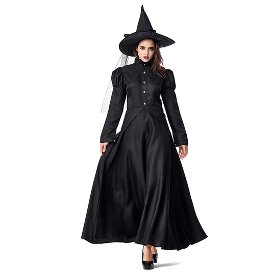 Wicked Witch Costume Women Black Elphaba Cosplay Dress Party Musicals Dress Up Outfit