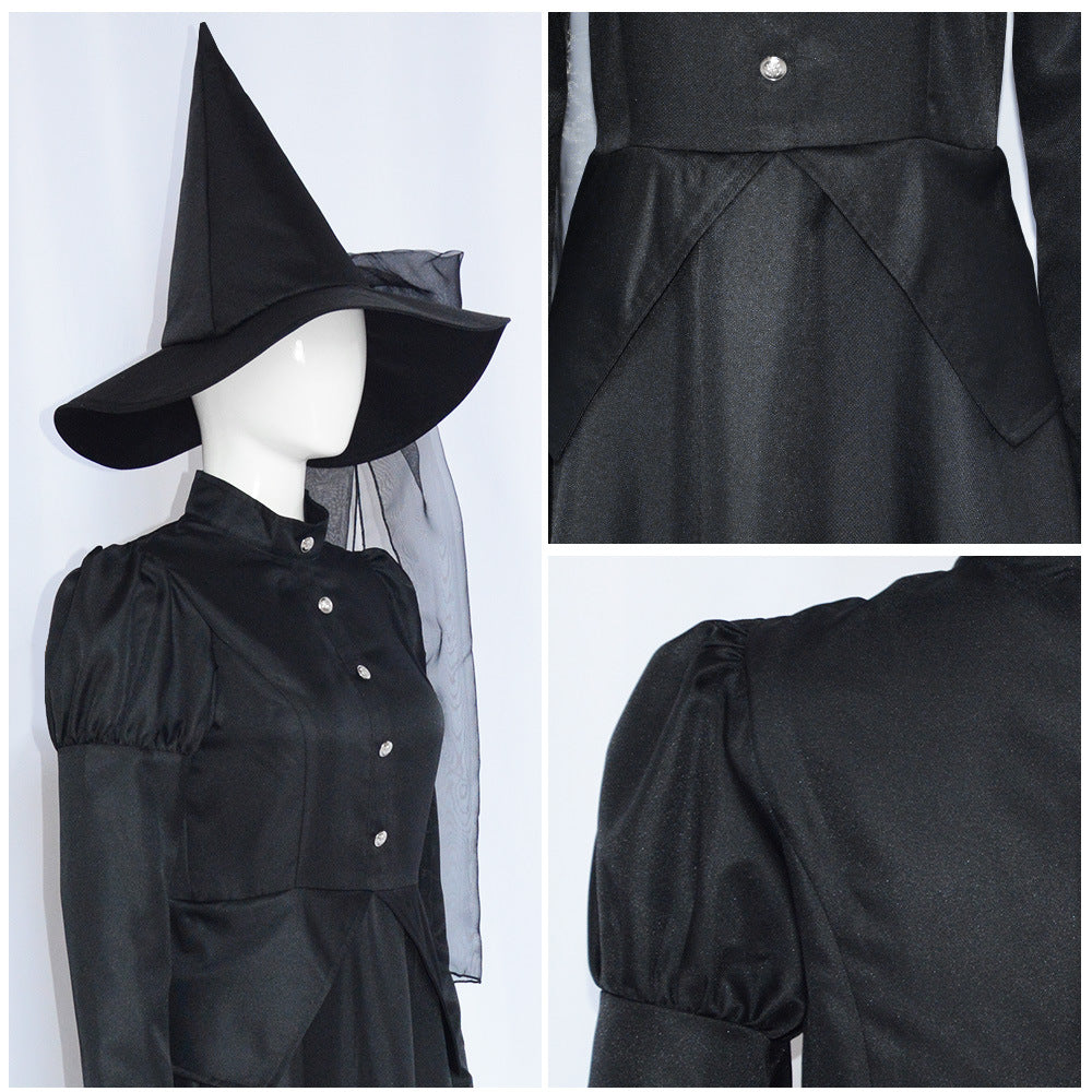 Wicked Witch Costume Women Black Elphaba Cosplay Dress Party Musicals Dress Up Outfit