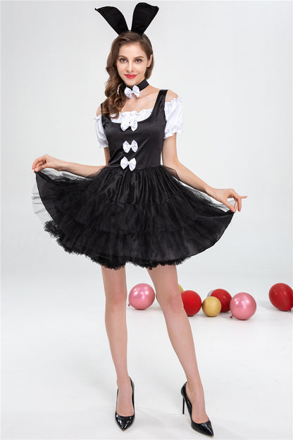 Women's Classic Bunny Costume Bunny Girl Dress Cosplay Outfit Ears Bow Set