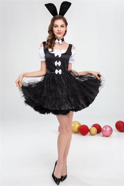 Women's Classic Bunny Costume Bunny Girl Dress Cosplay Outfit Ears Bow Set