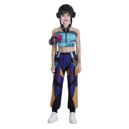 Ensemble costume de cosplay Zoey Blue KPop Demon Hunters Tenue de scène emblématique de Zoey