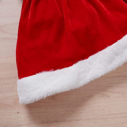 Tenue de Noël pour bébé fille - Robe rouge à manches longues et chapeau, motif Père Noël