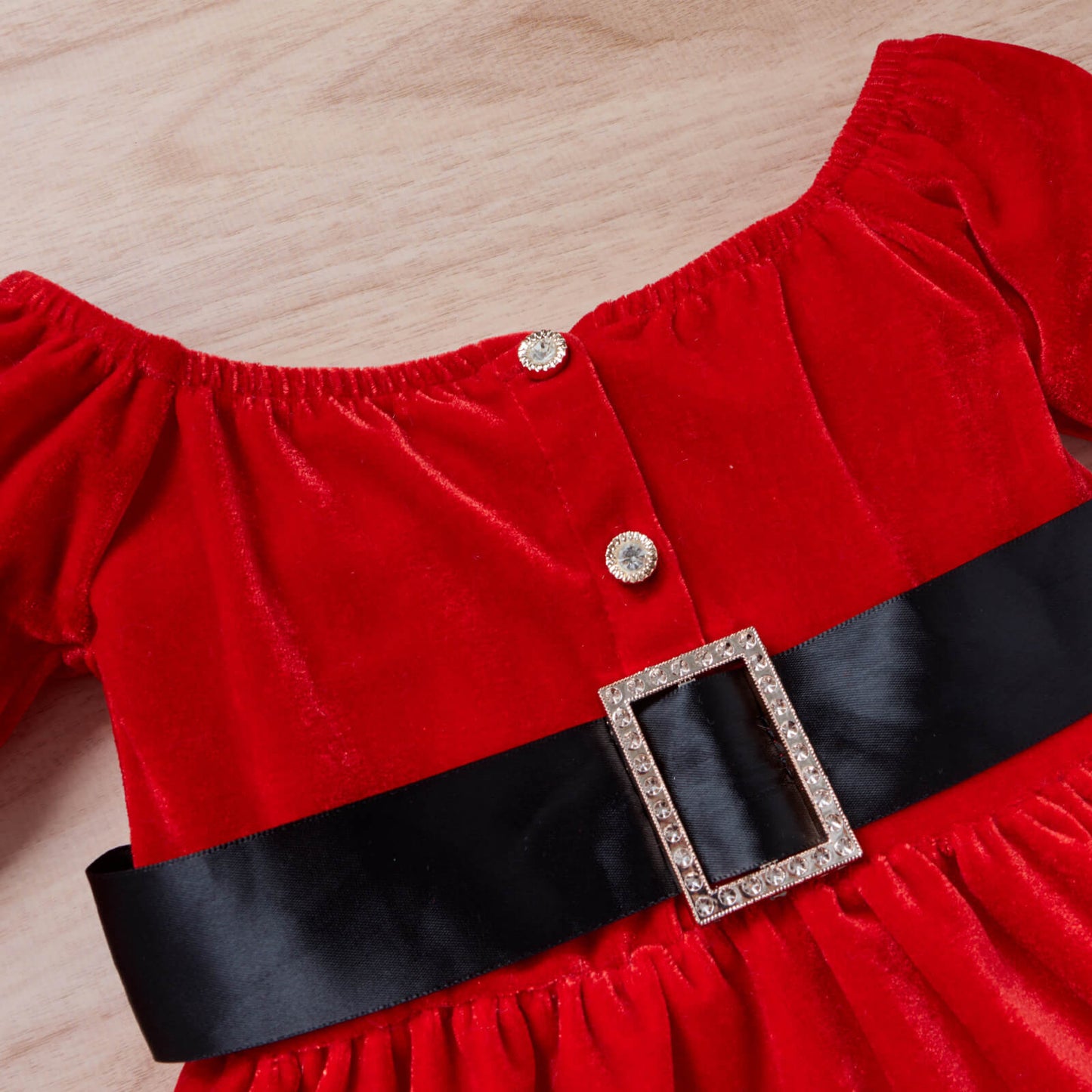 Tenue de Noël pour bébé fille - Robe rouge à manches longues et chapeau, motif Père Noël