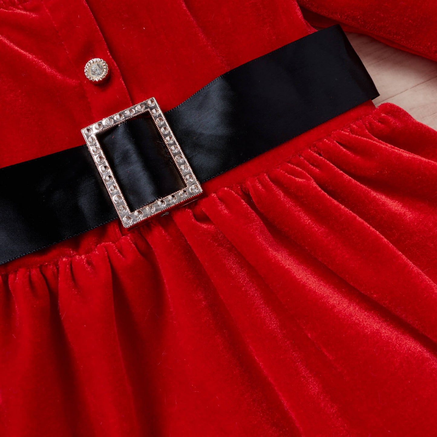 Tenue de Noël pour bébé fille - Robe rouge à manches longues et chapeau, motif Père Noël