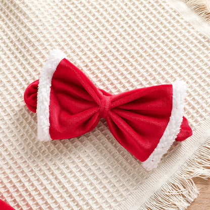 Bébé Fille Robe Père Noël Rouge Manches Longues Hiver avec Coiffe