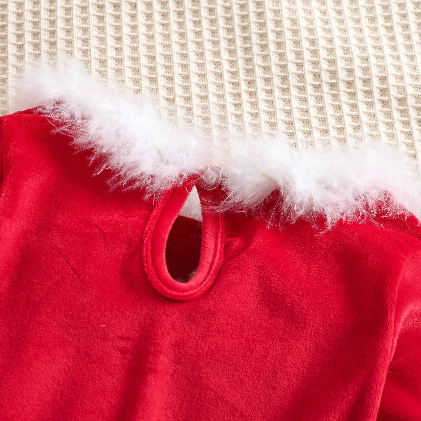 Bébé Fille Robe Père Noël Rouge Manches Longues Hiver avec Coiffe