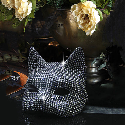Women Cat Mask Masquerade Face Mask Party Roleplay Cat Mask and Gloves