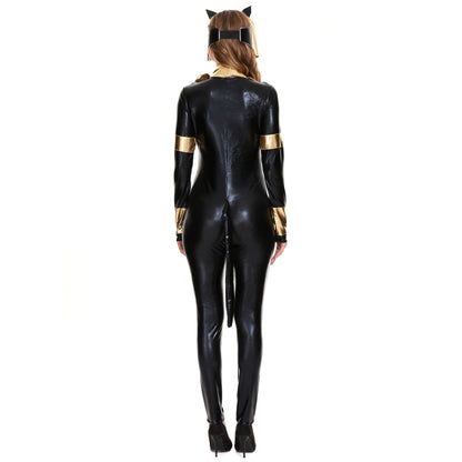 Sexy Women Playful Bat Catsuit Leather Divine Feline Cat Costume