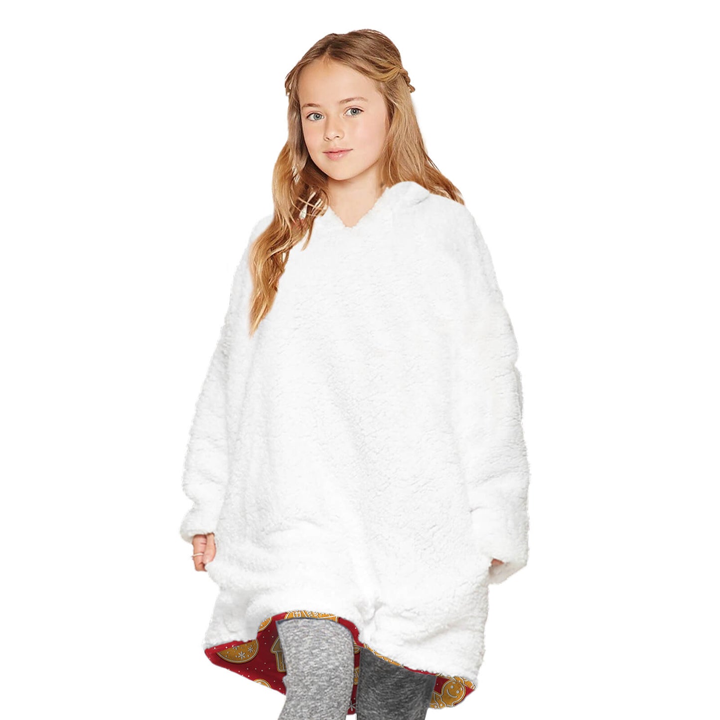 Family Matching Christmas Double Side Wear Hoodie Winter Thick Fleece Warm Pajamas