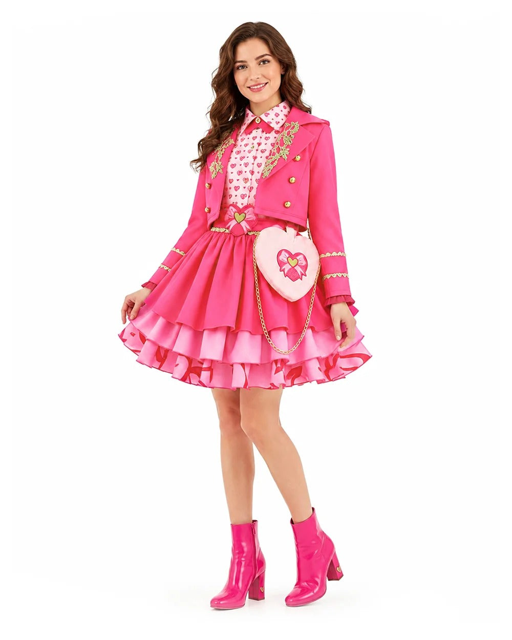 Pink Wicked Wonderland Costume Movie 5  Princess Pink Cosplay Jacket Shirt Skirt and Bag 4pcs Full Set