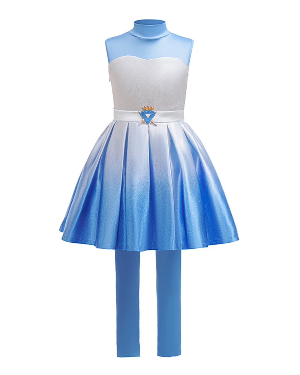 Kids Chloe Costume Movie 5 Blue Princess Jacket Dress and Leggings for Halloween Carnival