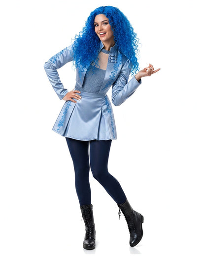 Princess Chloe Dress Royal Blue Satin 4-Piece Set Jacket Inner Top Pleated Skirt and Underskirt for Theme Party