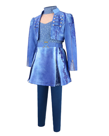 Girls Princess Chloe Costume Movie 5 Blue Jacket Dress and Leggings Suit for Dress Up Party