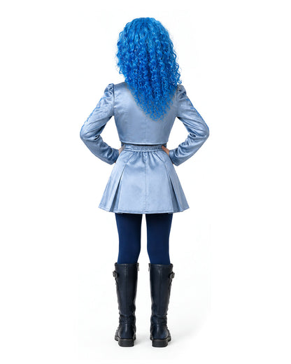 Princess Chloe Dress Royal Blue Satin 4-Piece Set Jacket Inner Top Pleated Skirt and Underskirt for Theme Party