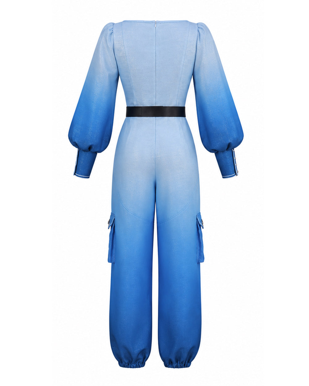 Girls Women Princess Chloe Costume Movie 5 Blue Ombre Jumpsuit with Belt for Cosplay Party