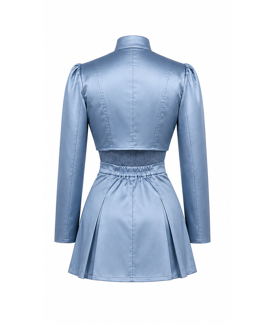 Princess Chloe Dress Royal Blue Satin 4-Piece Set Jacket Inner Top Pleated Skirt and Underskirt for Theme Party