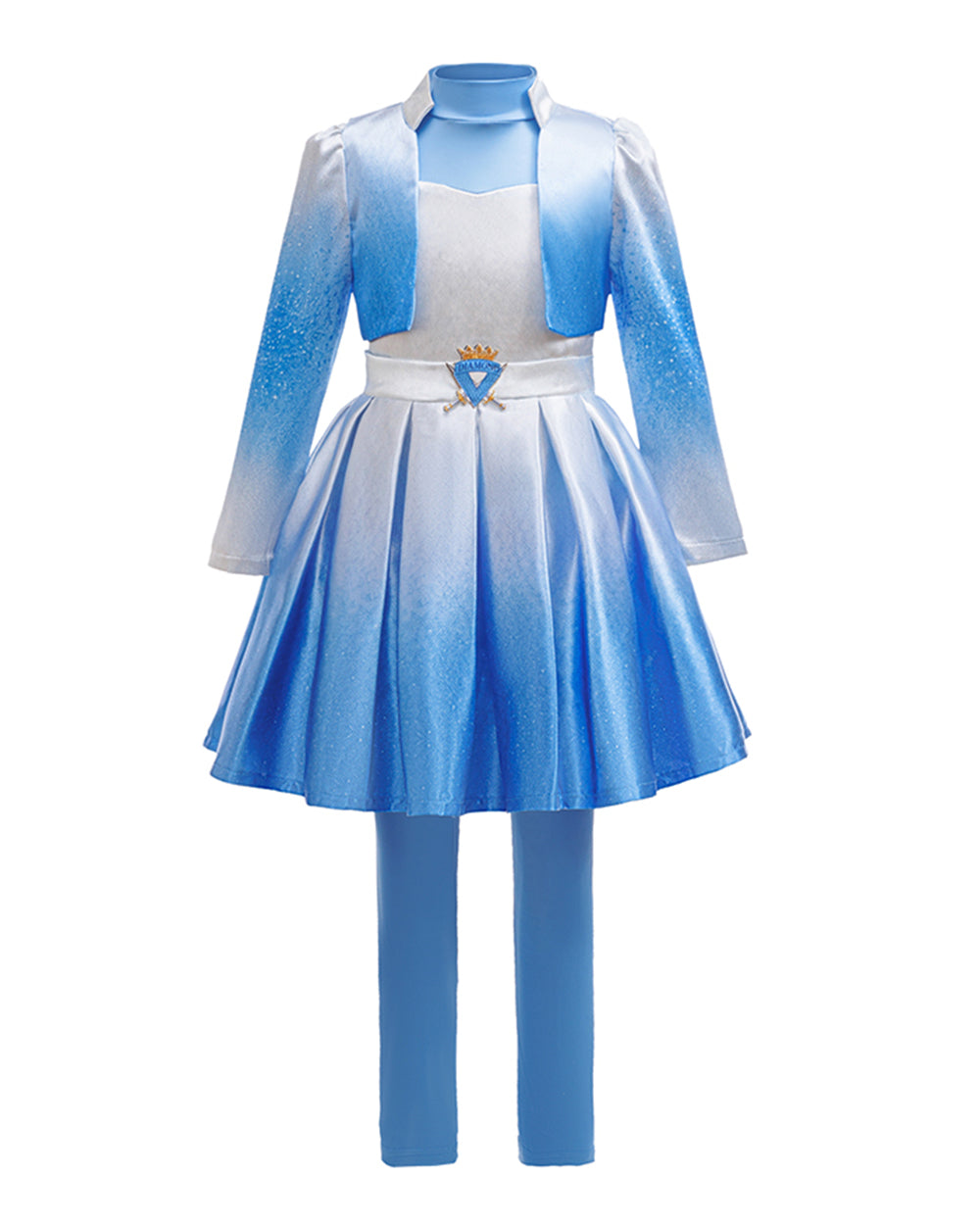 Kids Chloe Costume Movie 5 Blue Princess Jacket Dress and Leggings for Halloween Carnival