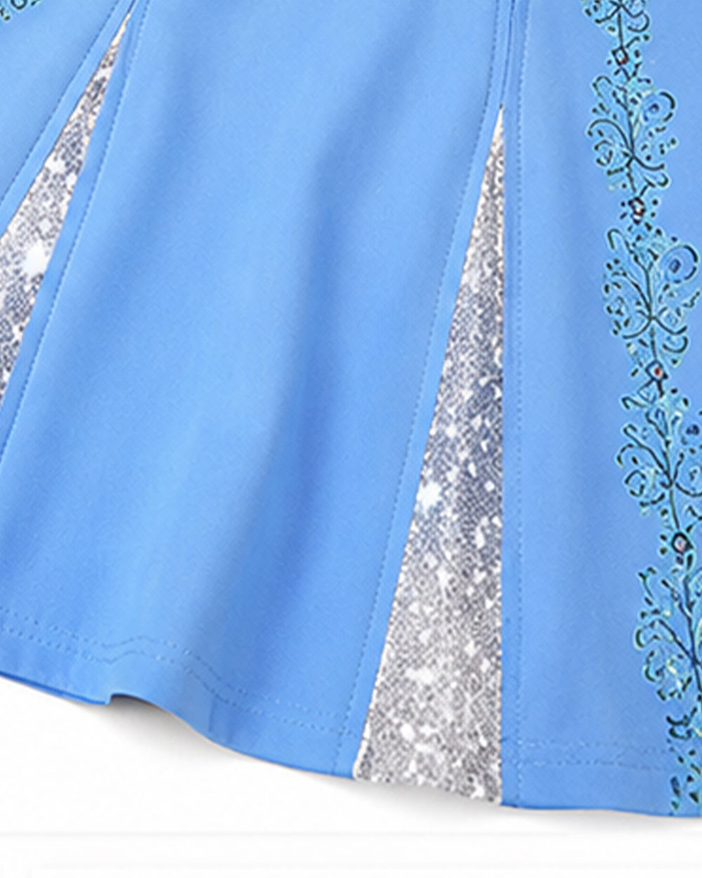 Girls Princess Chloe Costume Blue 2-in-1 Dress with Gloves and Wig for Cosplay Carnival 4-12Y