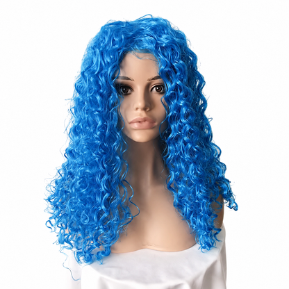 Girls Princess Chloe Costume Blue 2-in-1 Dress with Gloves and Wig for Cosplay Carnival 4-12Y