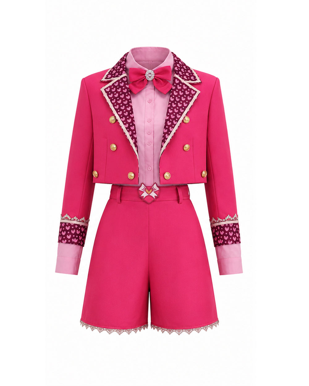 Pink Princess Costume Movie 5 Cropped Blazer Shorts Shirt and Accessories 6pcs Suit for Kids Adults Cosplay Events