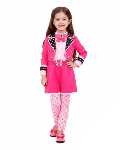Girls Princess Bridget Costume Movie 5 Pink Outfit with Wig for Halloween Cosplay Party