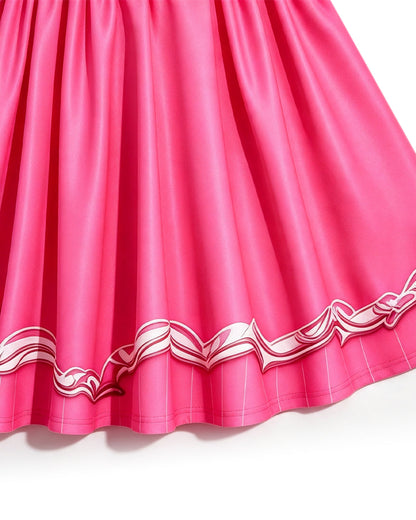 Pink Princess Dress Movie 5 Short Sleeve Dress and Wig for Themed Cosplay Party