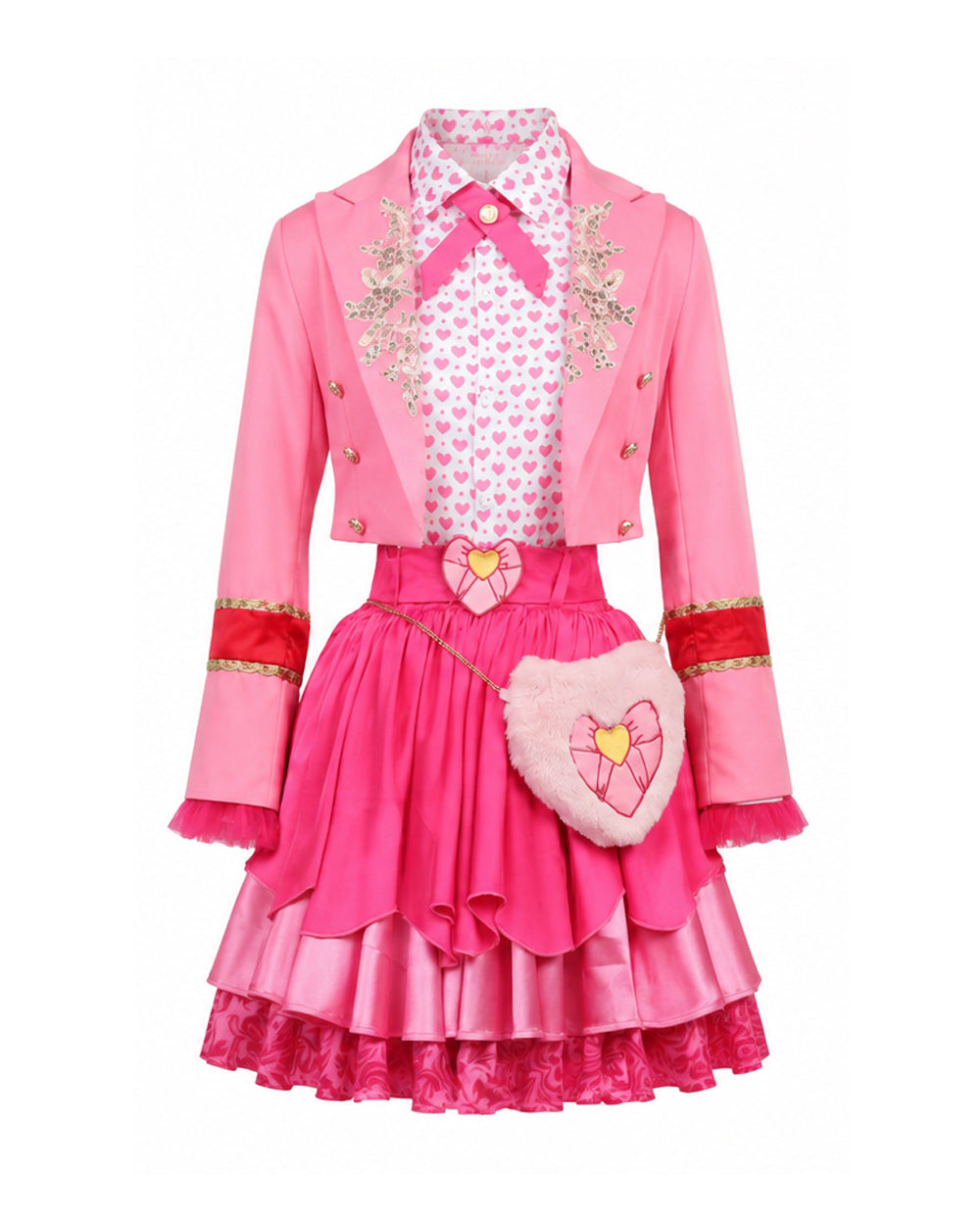Pink Princess Dress Movie 5 Blazer Shirt Skirt Outfits Set with Bag for Girls Women Cosplay