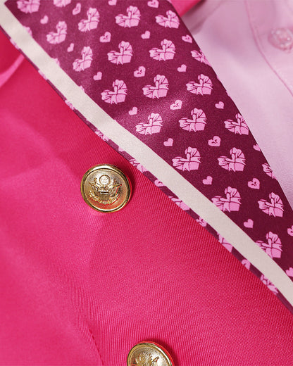 Pink Princess Costume Movie 5 Cropped Blazer Shorts Shirt and Accessories 6pcs Suit for Kids Adults Cosplay Events