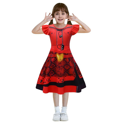 Filles La montée de la robe rouge princesse Costume rouge et perruque pour le carnaval d'Halloween