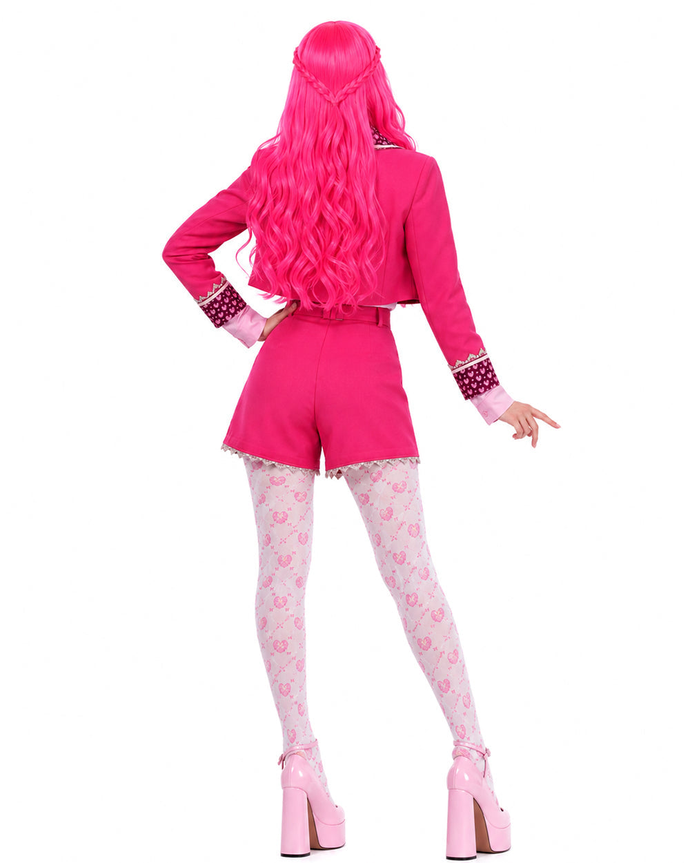 Pink Princess Costume Movie 5 Cropped Blazer Shorts Shirt and Accessories 6pcs Suit for Kids Adults Cosplay Events
