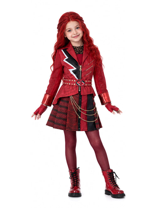Descendants Wicked Wonderland Red Costume Jacket Skirt Shirt Gloves and Accessories Full Set