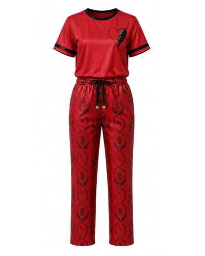 Red Princess Costume Loose Style Shirt and Pants 2pcs Suit for Kids Adults Cosplay Loungewear and Daily Wear