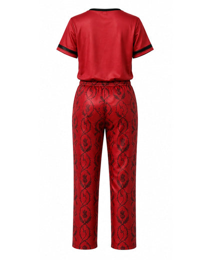 Red Princess Costume Loose Style Shirt and Pants 2pcs Suit for Kids Adults Cosplay Loungewear and Daily Wear