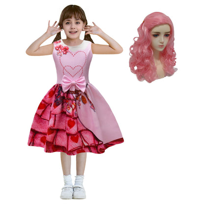 Tenue Reine de Cœur Princesse Bridget Robe Rose Film 2024 Costume Cosplay 3-10 Ans