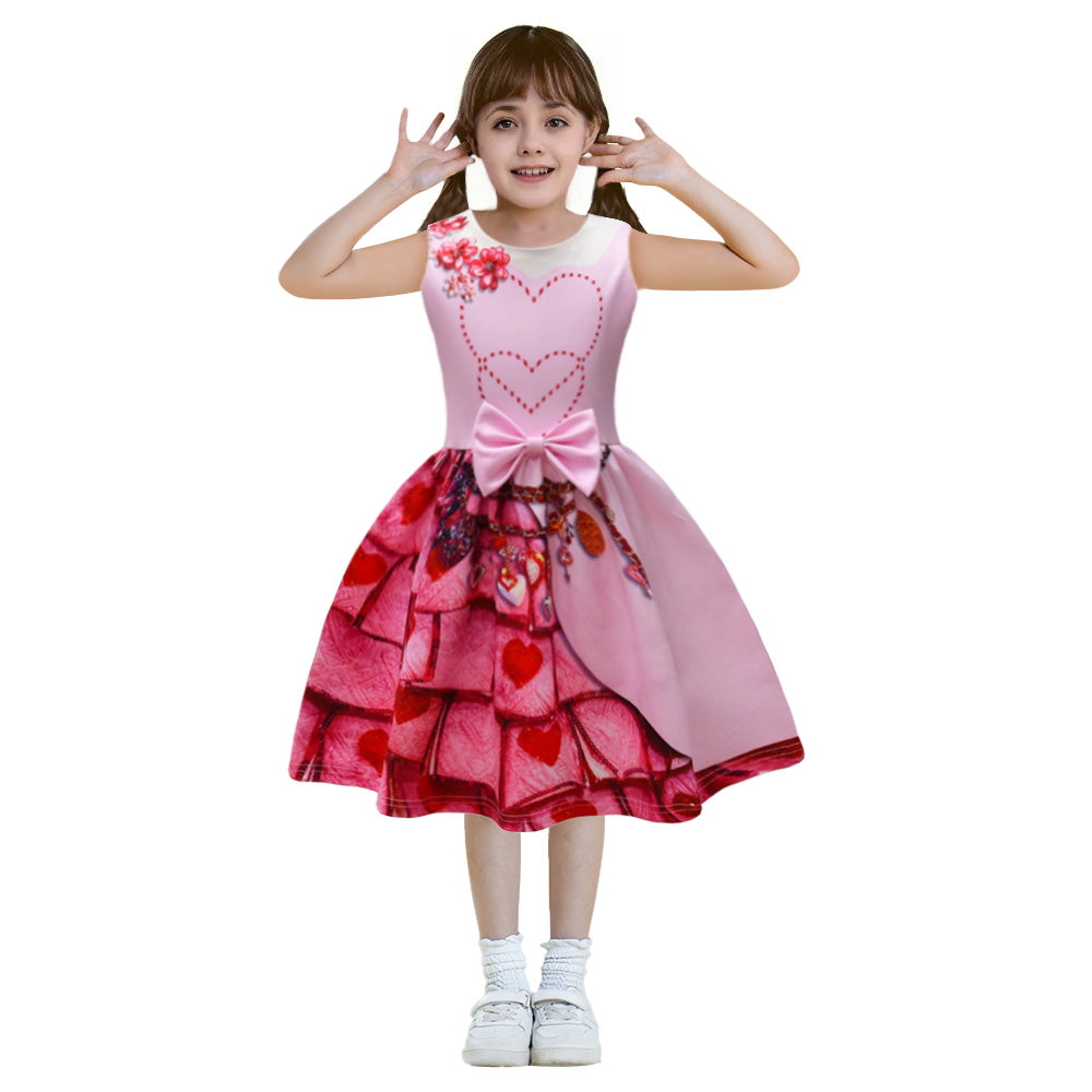 Tenue Reine de Cœur Princesse Bridget Robe Rose Film 2024 Costume Cosplay 3-10 Ans