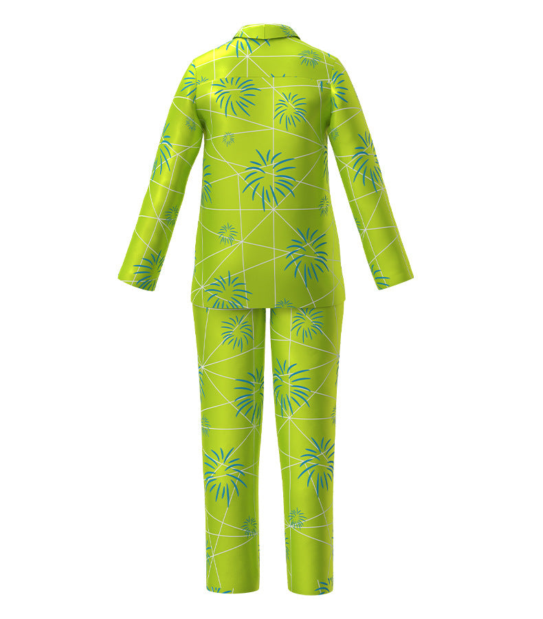 Inside Joy DIsgust Pajamas Movie Joy Costume Silk Sleepwear Disgust Sleep Shirts and Pants 2pcs Suit