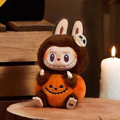 6.7in Labubu Keychain Plush Doll Spooky Monster Staffed Labubu Pumpkin Toy