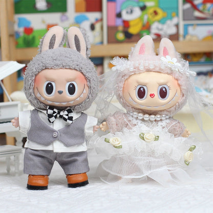 6.7in Labubu Clothes 2 Piece in Bundle Cute Couple Plush Doll Outfits Accessories