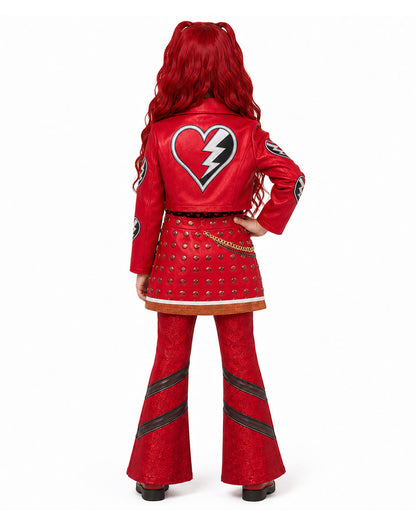 Kids Princess Red Costume Movie 5 Red Heart Cropped Tops Shirt Flared Pants and Skirt for Themed Party