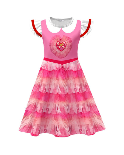 Toddler Girls Pink Princess Dress and Crossbag 2pcs Suit for Cosplay Events