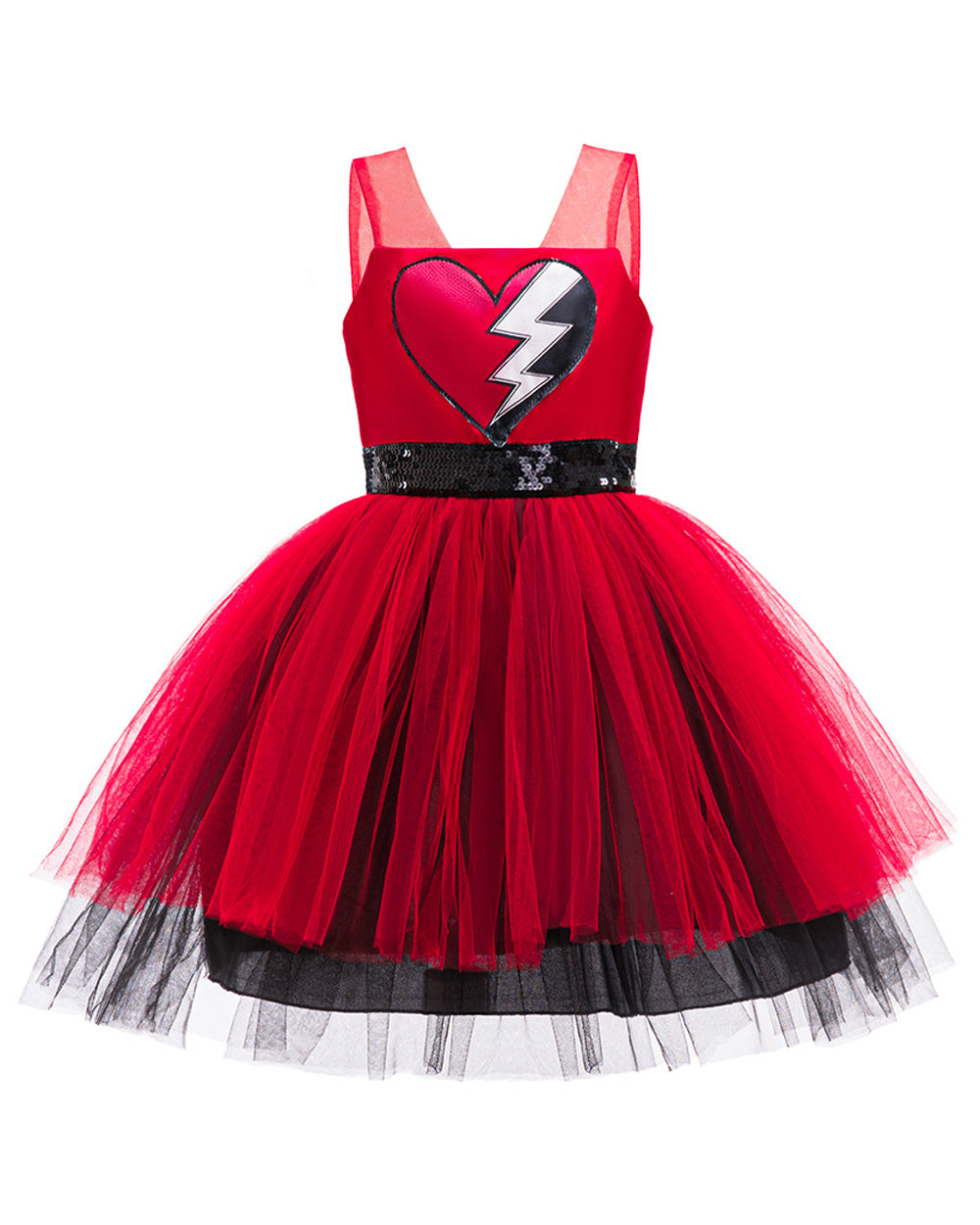 Toddler Girls Red Princess Costume Red Wonderland Tutu Dress and Wig for Halloween Party